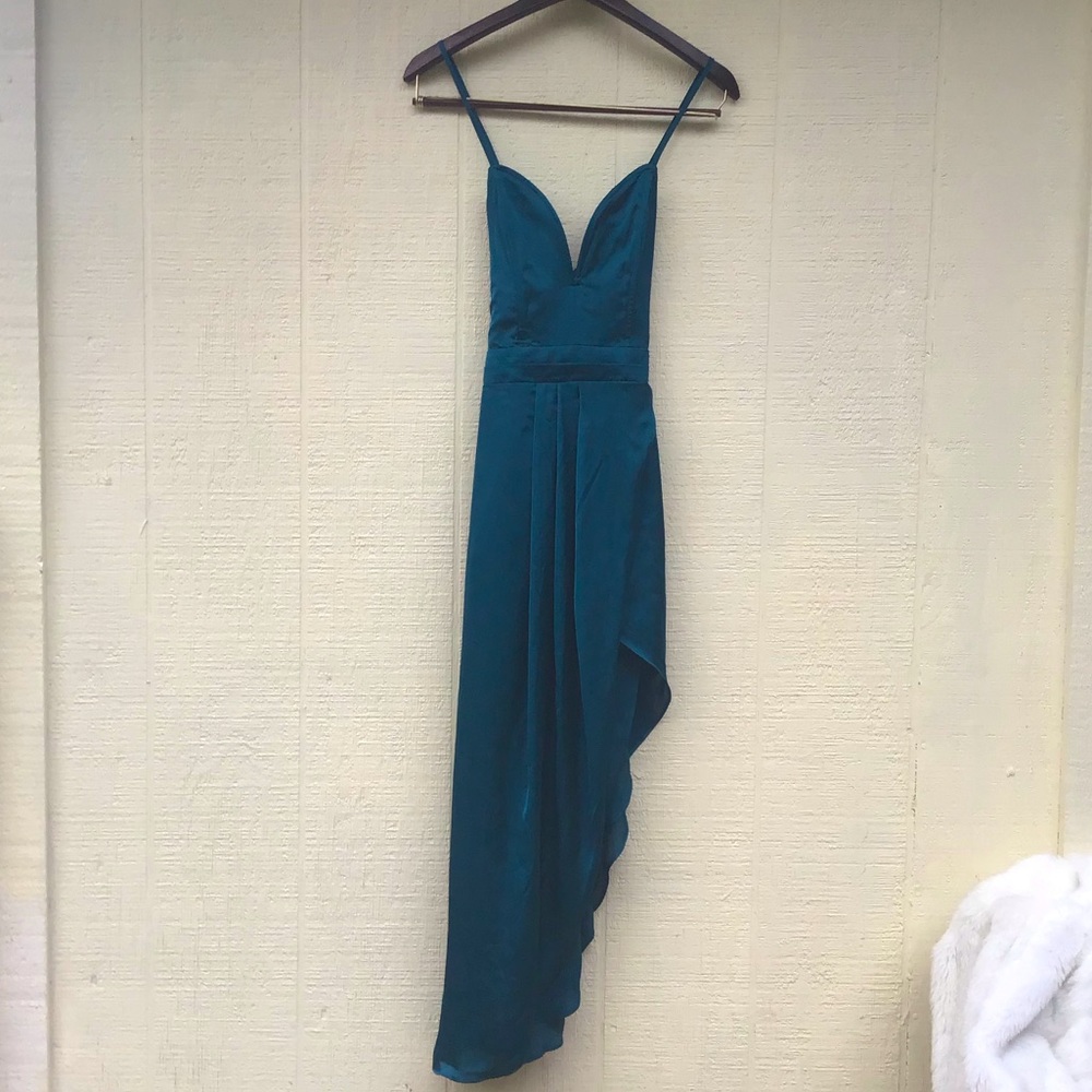 Lovers and Friends Brynn teal asymmetrical dress